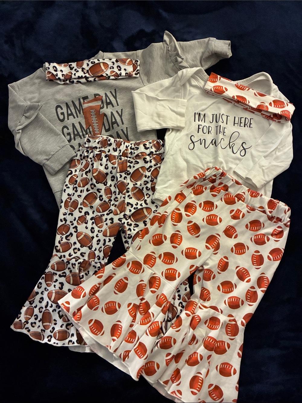 Girls' Football Snack/Game Day Graphic Ruffle Pants Set - with headbands